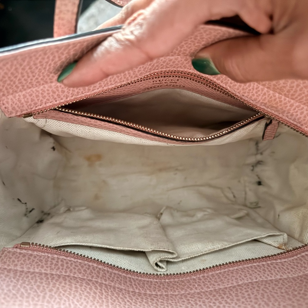 Gucci Dusty Rose Pebbled Leather Satchel with Crossbody Strap - Picture 6 of 8
